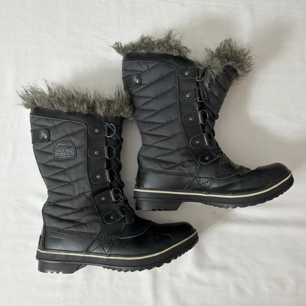 Sorel Women's TOFINO II Waterproof Boots Black US‎ Size 8 Fluffy Clean Shoes Fit